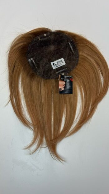 A brown wig with long hair on top of it.