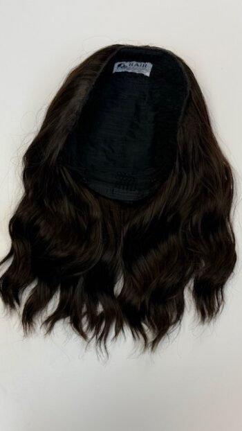 A close up of the back of a wig