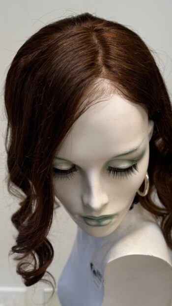 A close up of a doll 's face with long eyelashes.