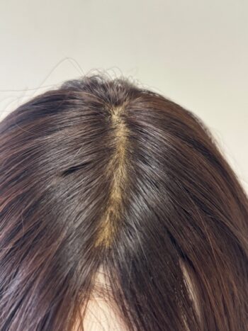 A close up of the back of a woman 's head