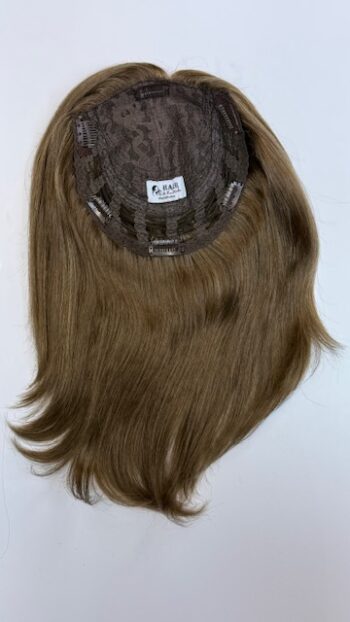 A wig is shown with long hair on top of it.