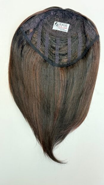 A close up of the back of a wig