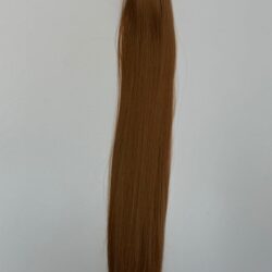 A long brown hair extension is shown.