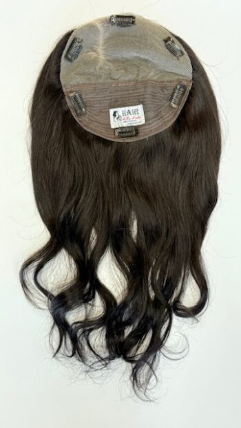 A close up of the back of a wig